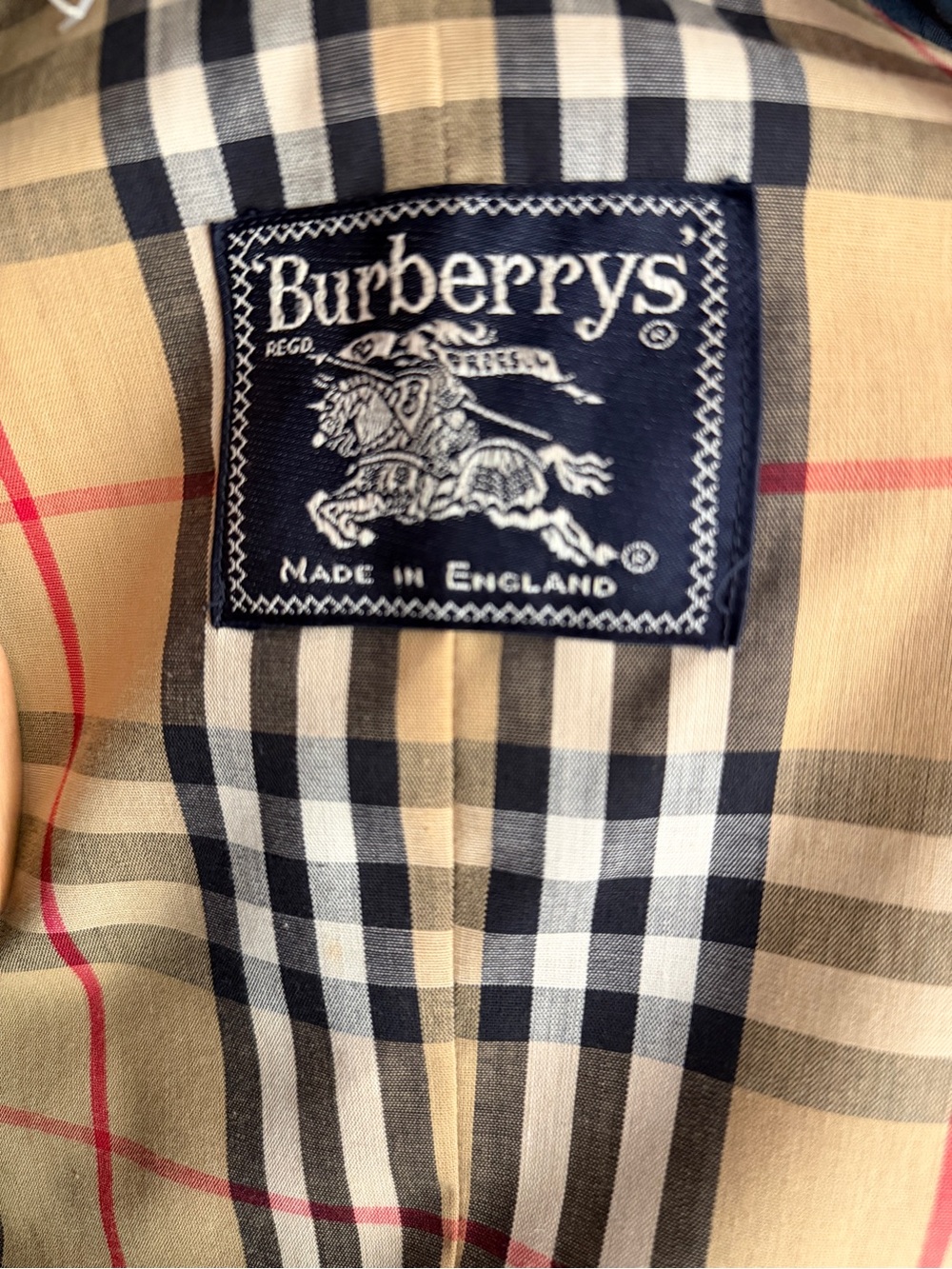 Vintage Burberry Navy Double-Breasted Trench Coat with Signature Check Lining - Picture 16 of 16